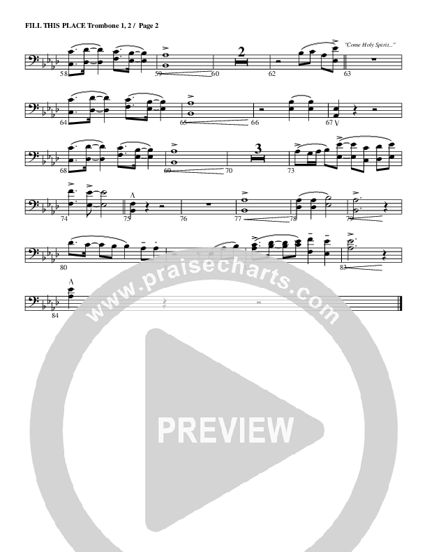 Fill This Place Trombone 1/2 (G3 Worship)