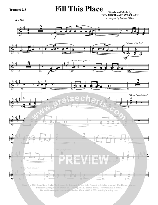Fill This Place Trumpet 2/3 (G3 Worship)