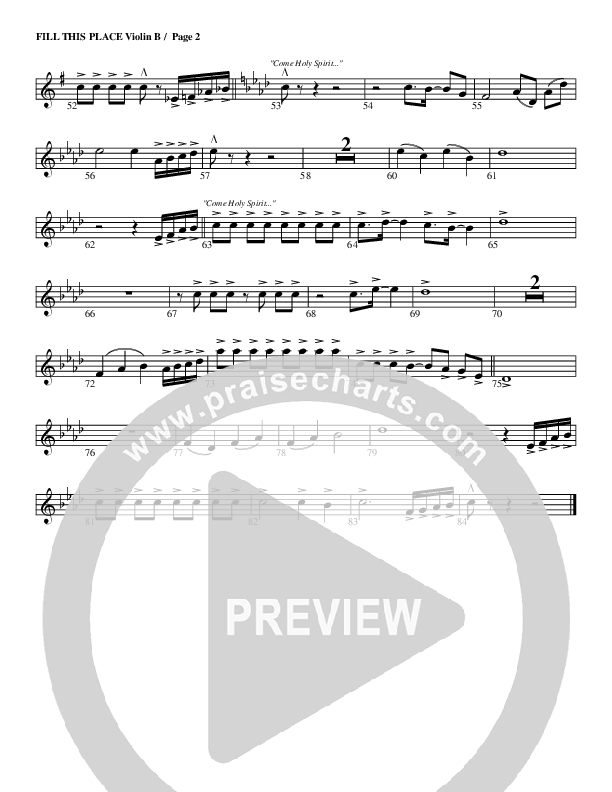 Fill This Place Violin 2 (G3 Worship)