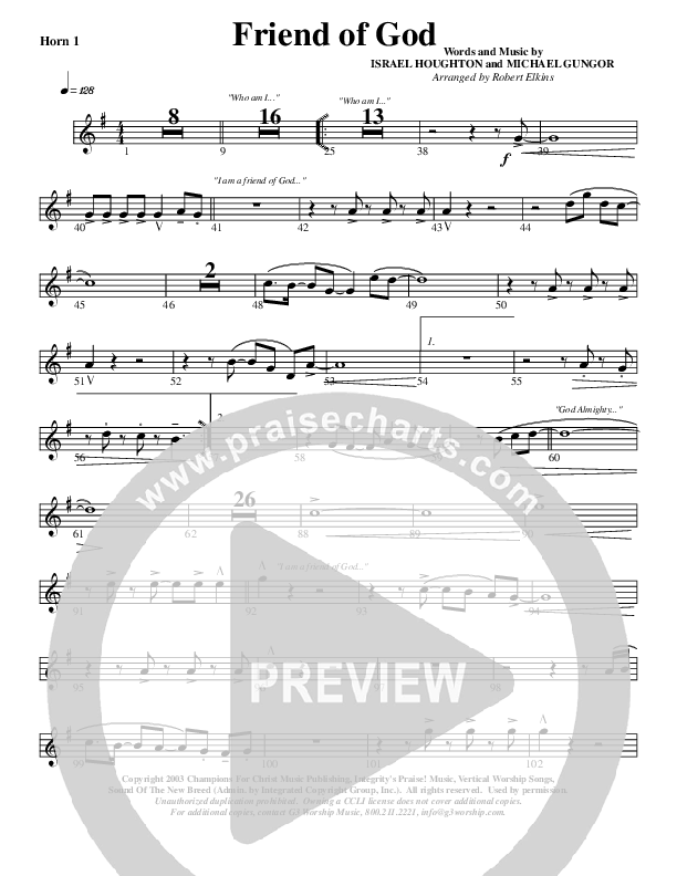 Friend Of God French Horn 1 (G3 Worship)