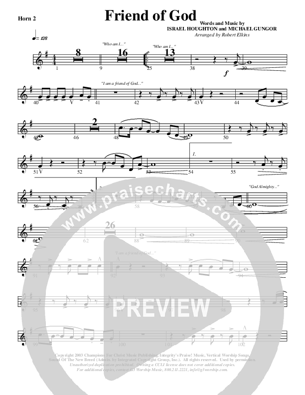 Friend Of God French Horn 2 (G3 Worship)