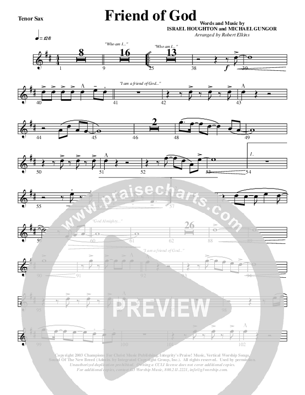 Friend Of God Tenor Sax 2 (G3 Worship)