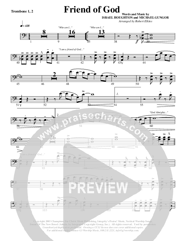 Friend Of God Trombone 1/2 (G3 Worship)