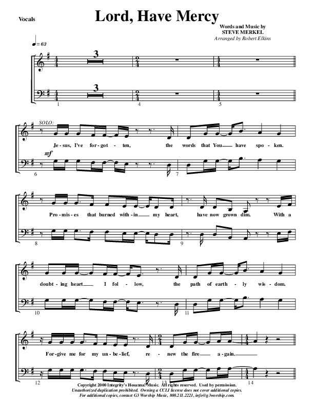 Lord Have Mercy Choir Sheet (G3 Worship)