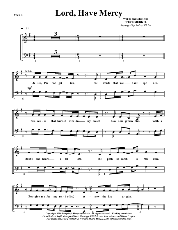 Lord Have Mercy Lead Sheet (SAT) (G3 Worship)