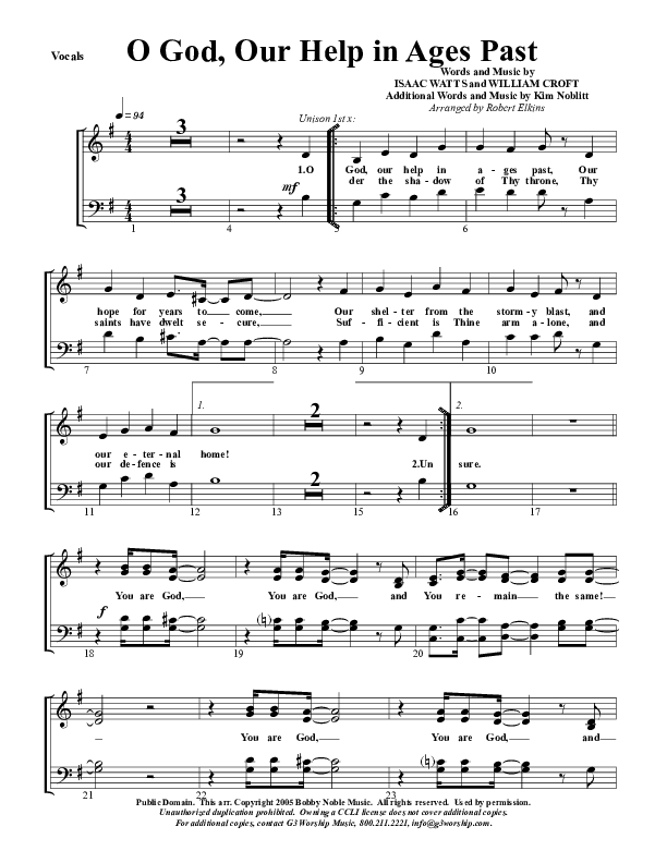 O God Our Help In Ages Past Choir Sheet (G3 Worship)