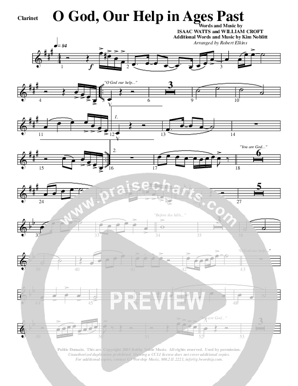 O God Our Help In Ages Past Clarinet (G3 Worship)
