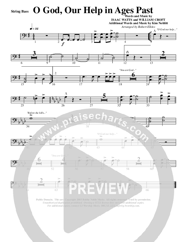 O God Our Help In Ages Past Double Bass (G3 Worship)