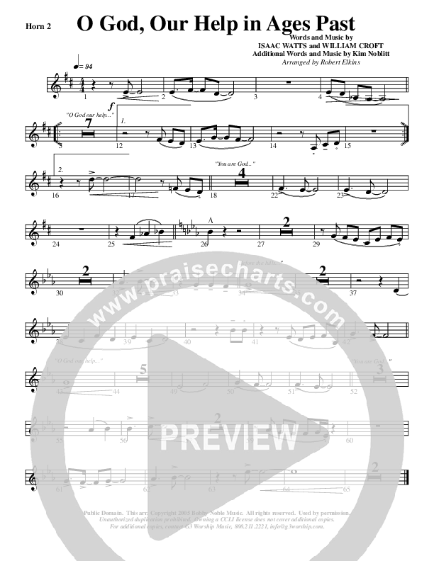 O God Our Help In Ages Past French Horn 1 (G3 Worship)
