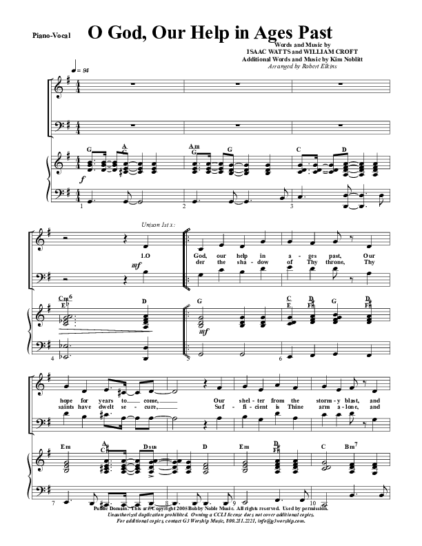 O God Our Help In Ages Past Piano/Vocal & Lead (G3 Worship)