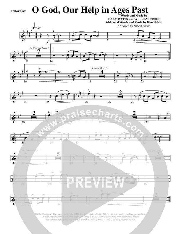 O God Our Help In Ages Past Tenor Sax 2 (G3 Worship)