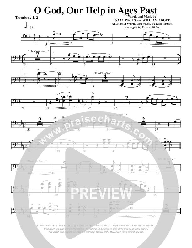 O God Our Help In Ages Past Trombone 1/2 (G3 Worship)
