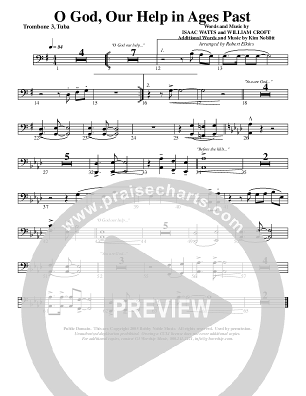 O God Our Help In Ages Past Trombone 3/Tuba (G3 Worship)