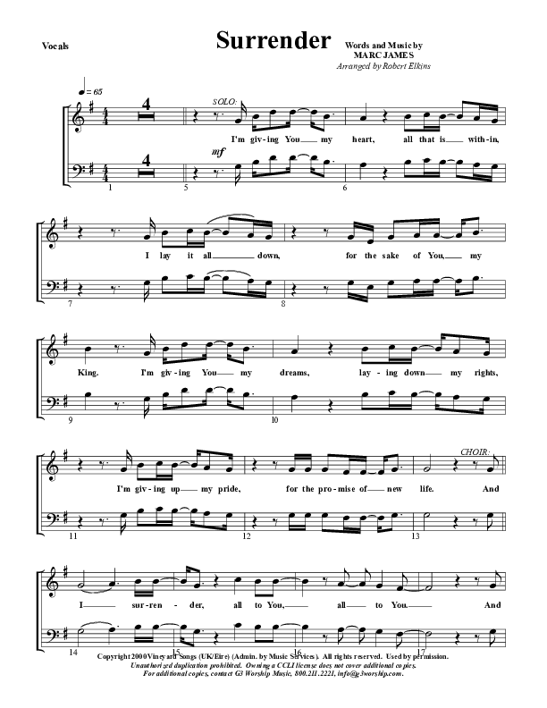Surrender Choir Sheet (G3 Worship)