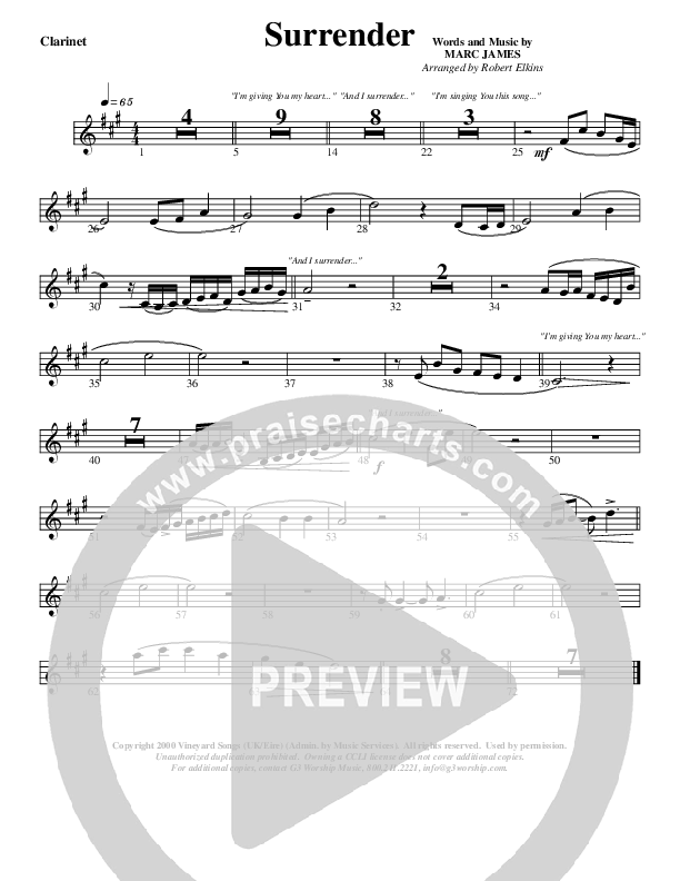 Surrender Clarinet (G3 Worship)
