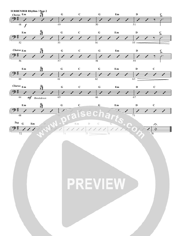 Surrender Rhythm Chart (G3 Worship)