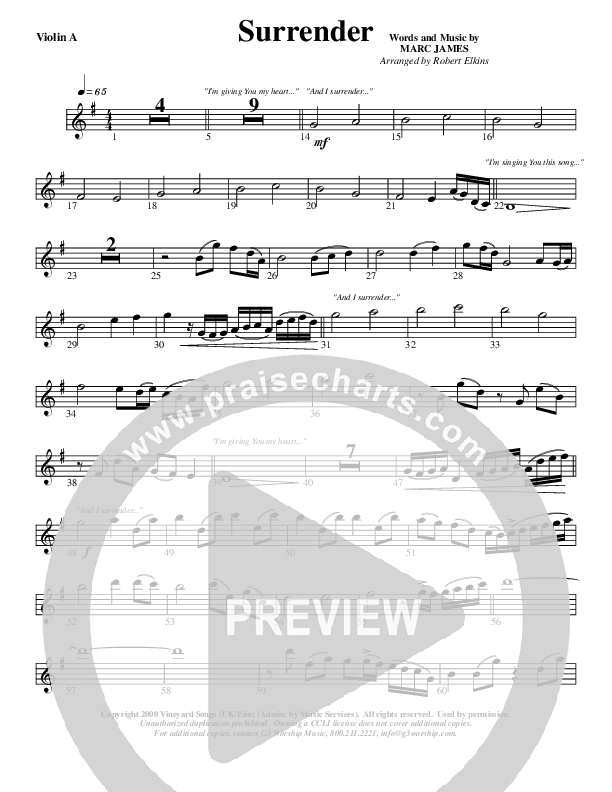 Surrender Violin 1 (G3 Worship)