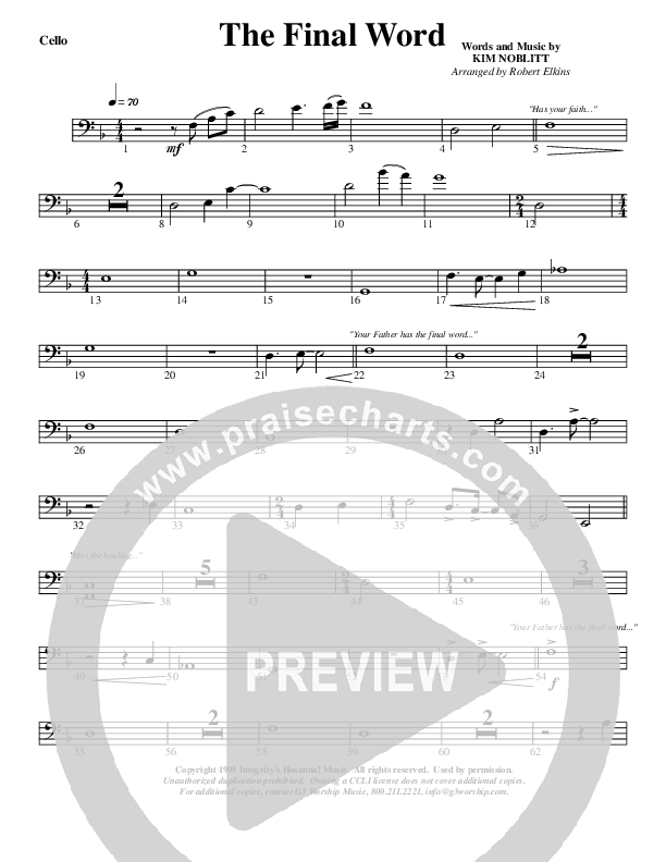The Final Word Cello (G3 Worship)