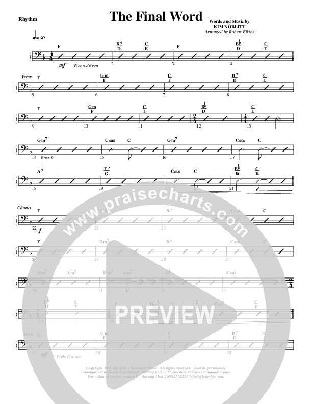The Final Word Rhythm Chart (G3 Worship)