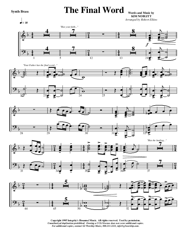 The Final Word Synth Brass (G3 Worship)