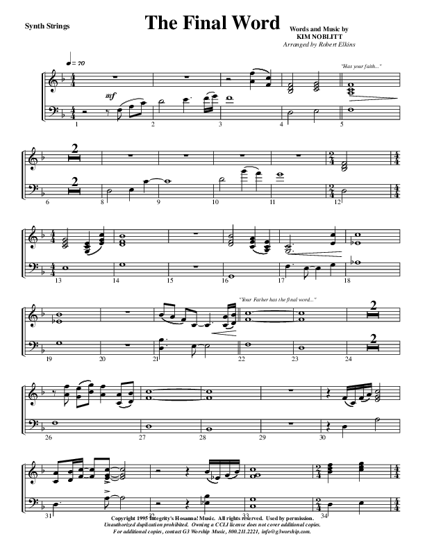 The Final Word Synth Strings (G3 Worship)