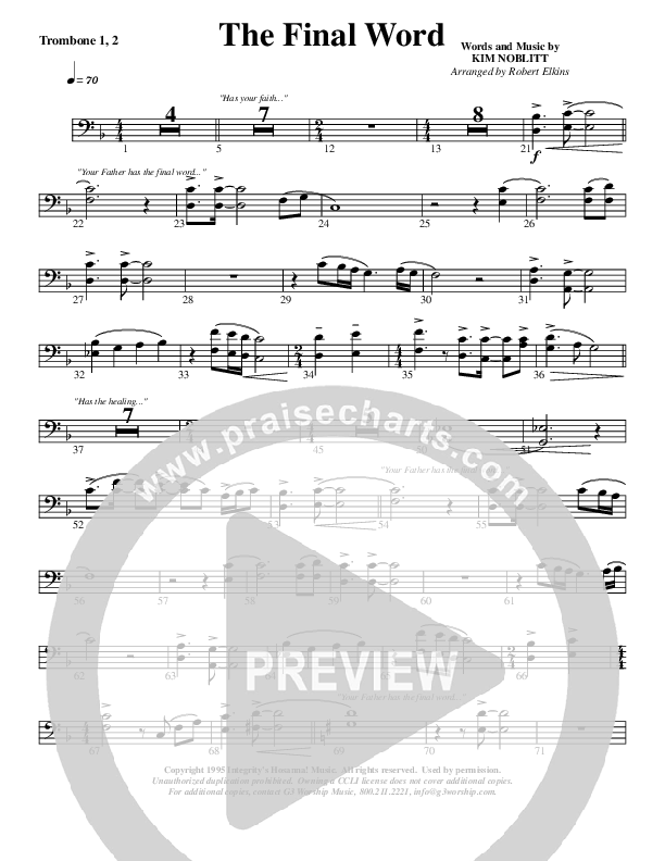 The Final Word Trombone 1/2 (G3 Worship)