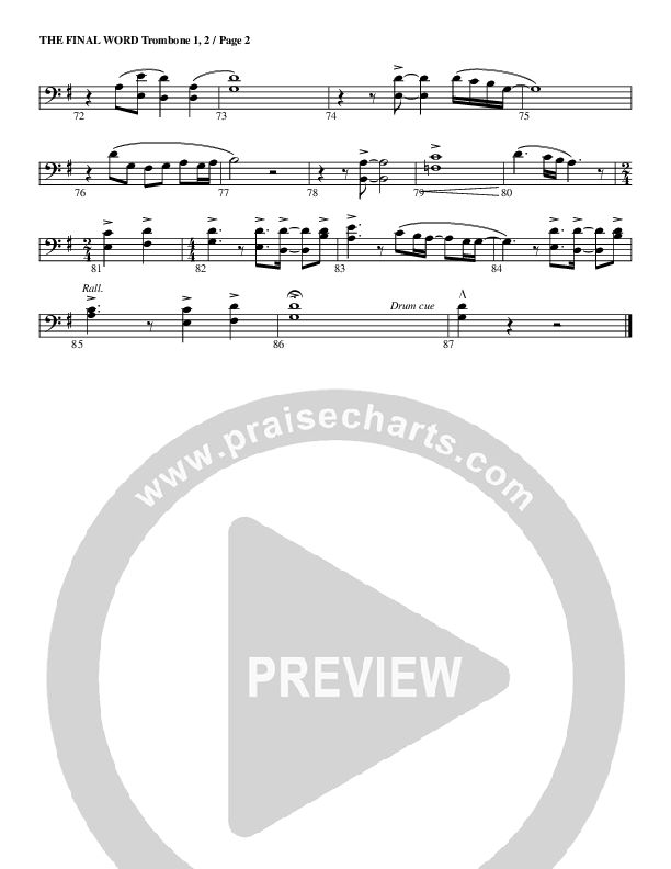 The Final Word Trombone 1/2 (G3 Worship)