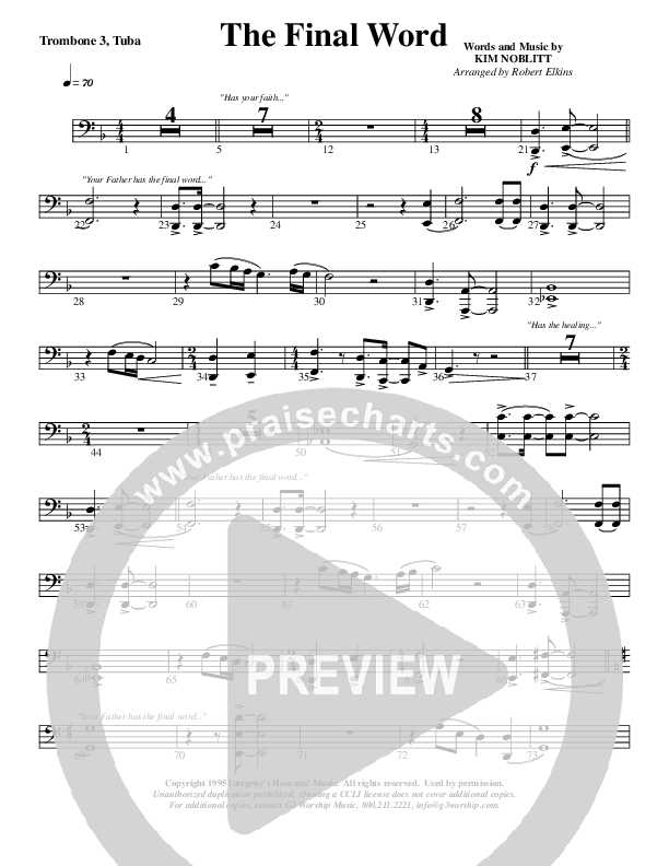 The Final Word Trombone 3/Tuba (G3 Worship)