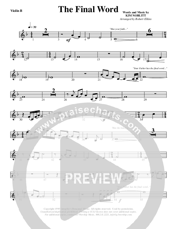 The Final Word Violin 2 (G3 Worship)