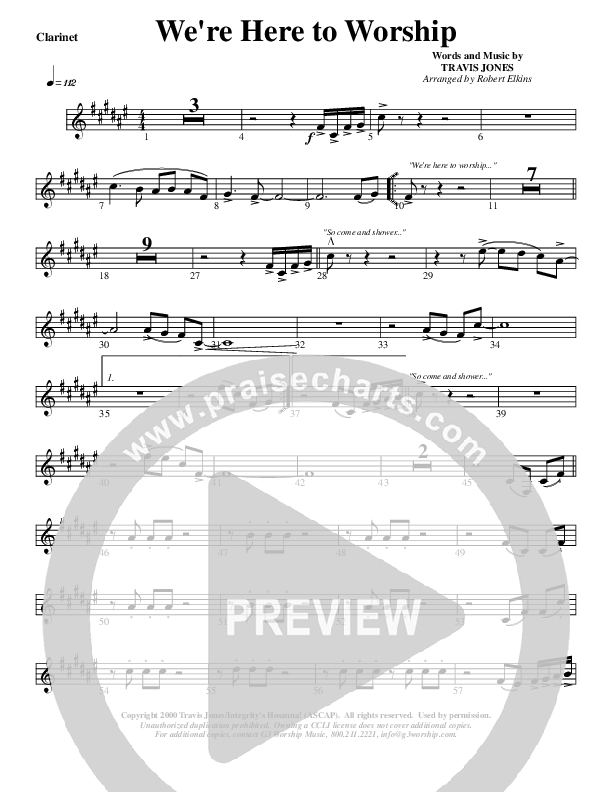 We're Here To Worship Clarinet (G3 Worship)