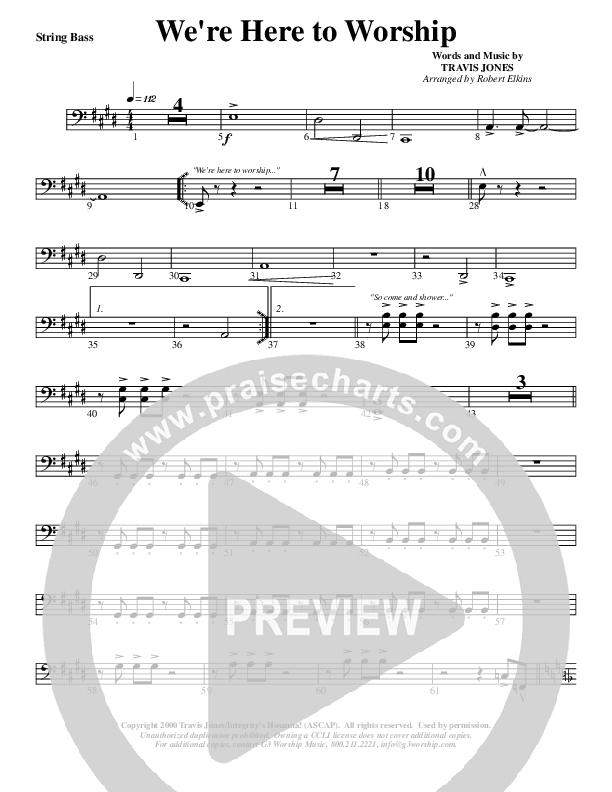 We're Here To Worship Double Bass (G3 Worship)