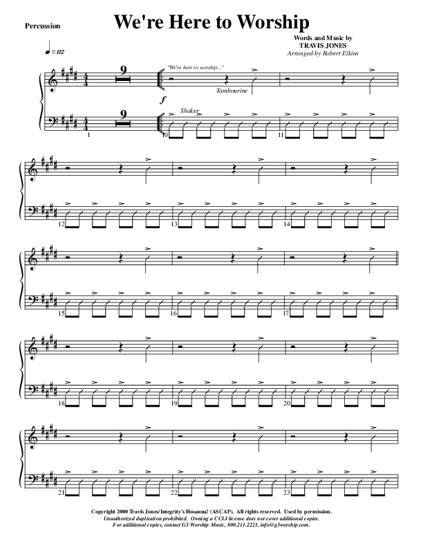 We're Here To Worship Percussion (G3 Worship)