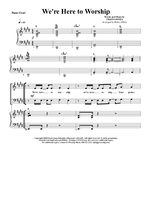 We're Here To Worship Lead & Piano (G3 Worship)