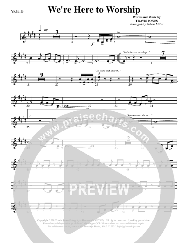 We're Here To Worship Violin 2 (G3 Worship)