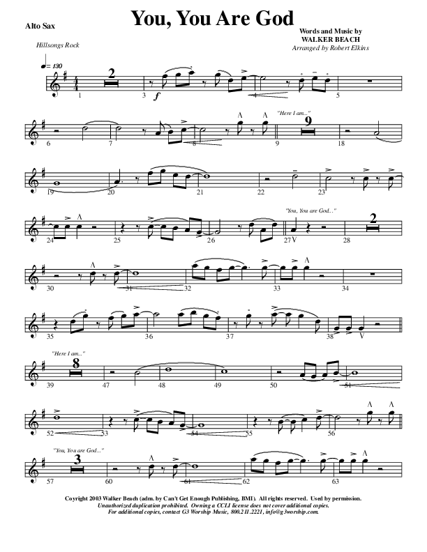 You You Are God Alto Sax (G3 Worship)