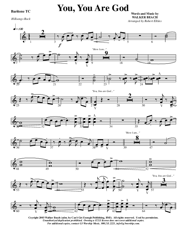 You You Are God Baritone TC (G3 Worship)