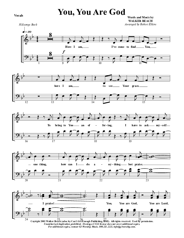 You You Are God Choir Sheet (G3 Worship)