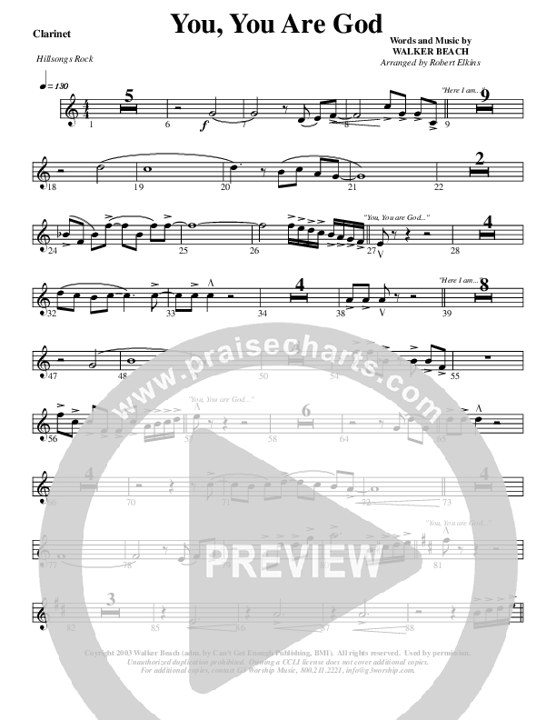 You You Are God Clarinet (G3 Worship)