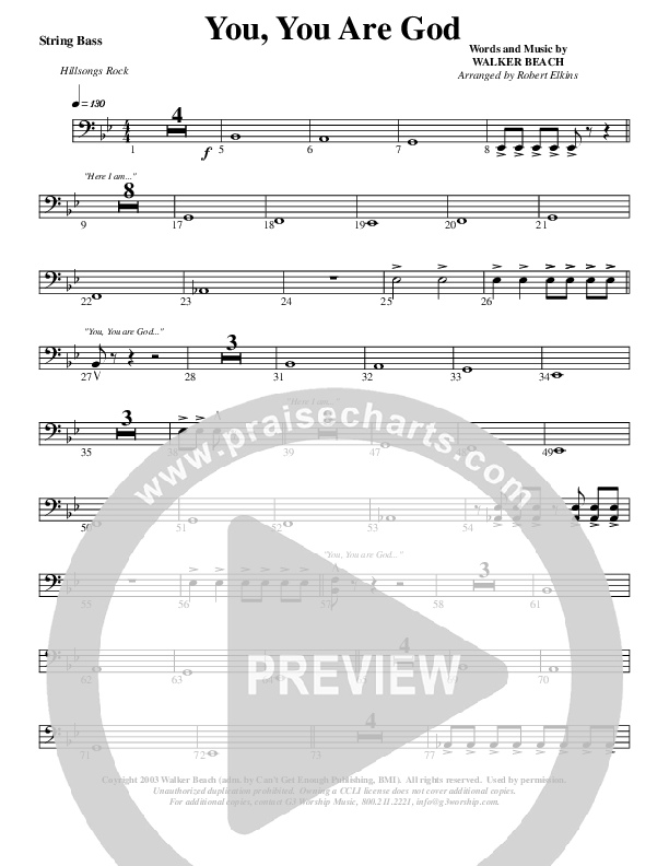 You You Are God Double Bass (G3 Worship)