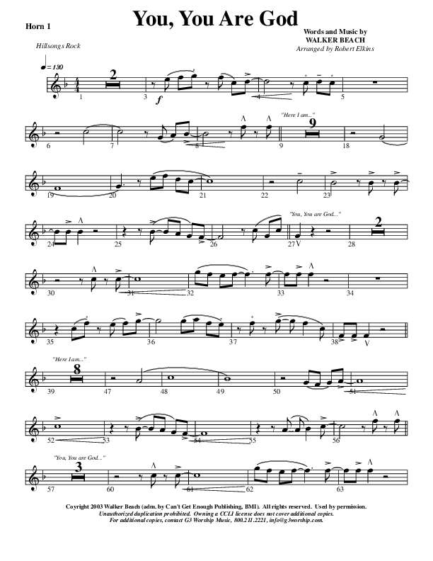 You You Are God French Horn 1 (G3 Worship)