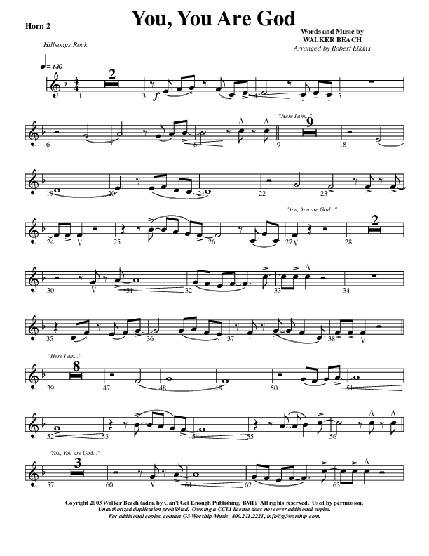 You You Are God French Horn 2 (G3 Worship)