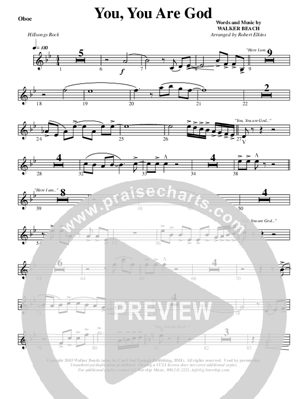 You You Are God Oboe (G3 Worship)