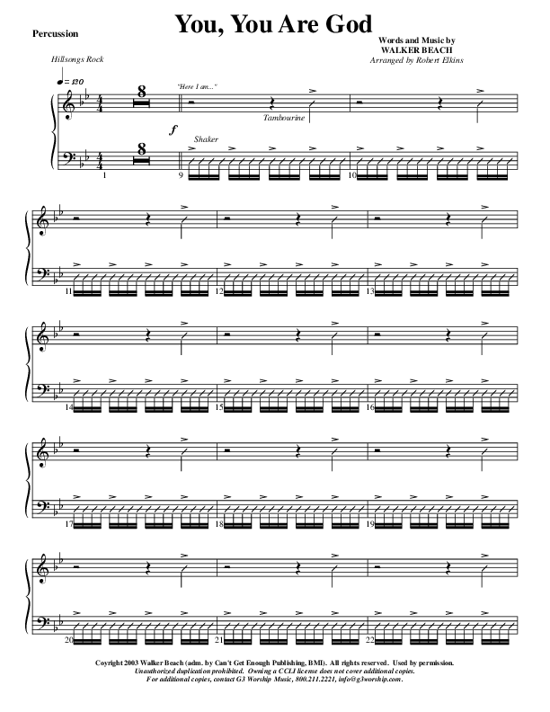 You You Are God Percussion (G3 Worship)