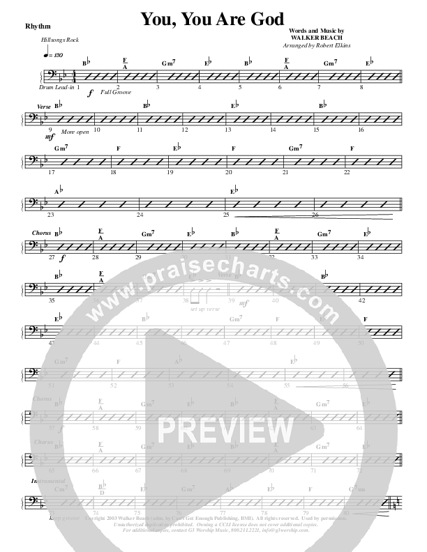 You You Are God Rhythm Chart (G3 Worship)