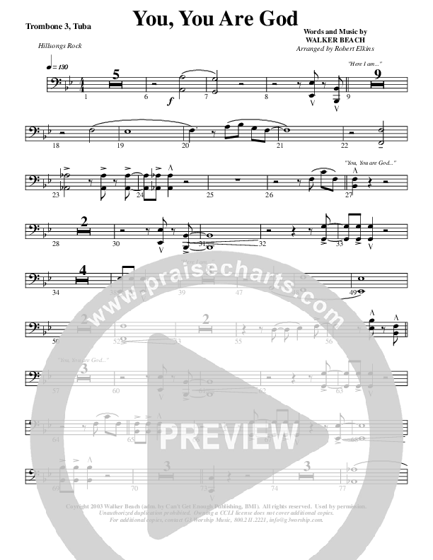 You You Are God Trombone 3/Tuba (G3 Worship)