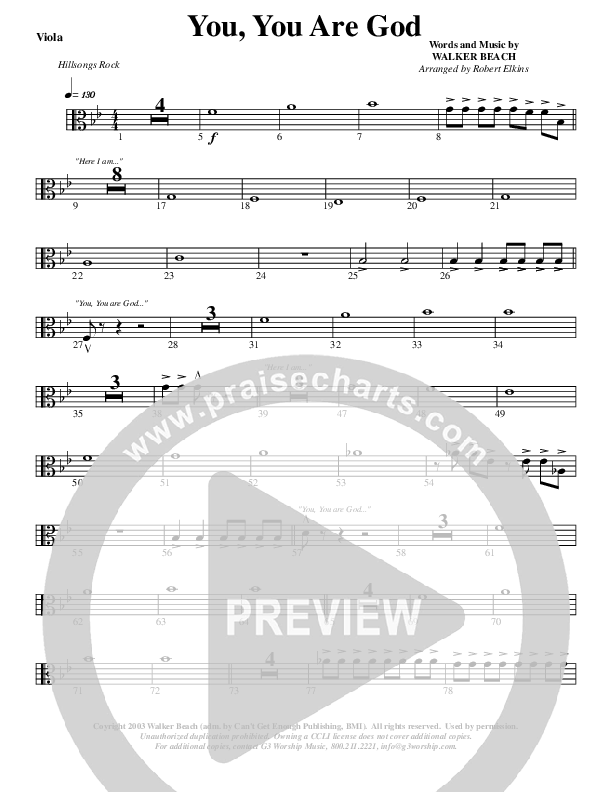 You You Are God Viola (G3 Worship)