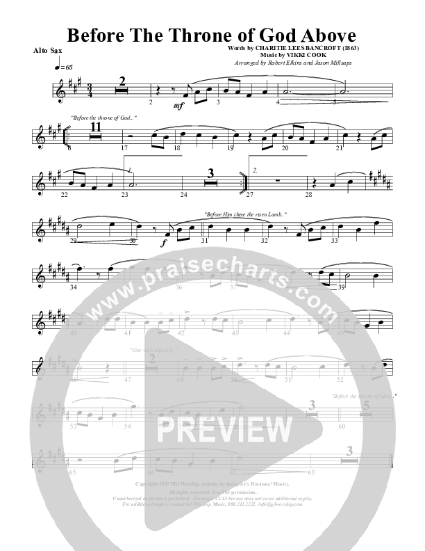 Before The Throne Of God Above Alto Sax (G3 Worship)