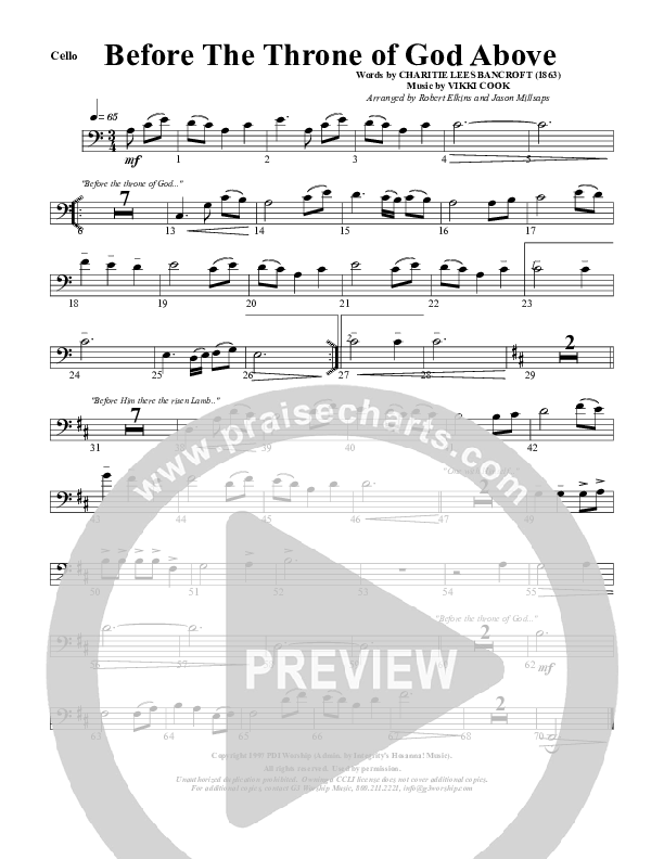 Before The Throne Of God Above Cello (G3 Worship)