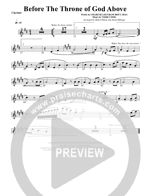 Before The Throne Of God Above Clarinet (G3 Worship)