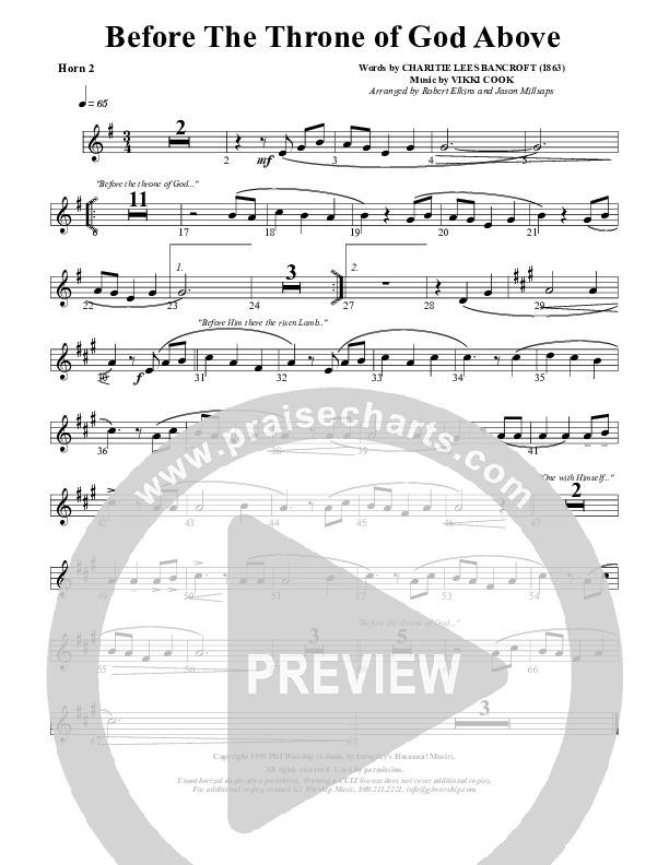 Before The Throne Of God Above French Horn 2 (G3 Worship)